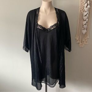 Vintage Créations Lu-Say Lace Lingerie Set 2 Piece Robe Slip Dress Size Large